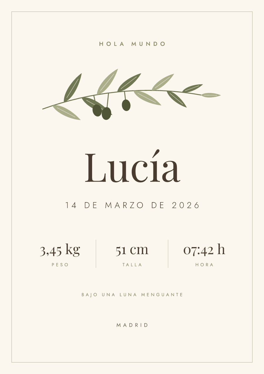 Natalicio «Rama de olivo» para Lucía: Ilustrados